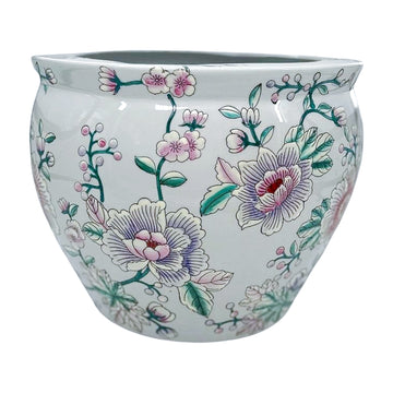 Vintage Hand-Painted Floral Fishbowl