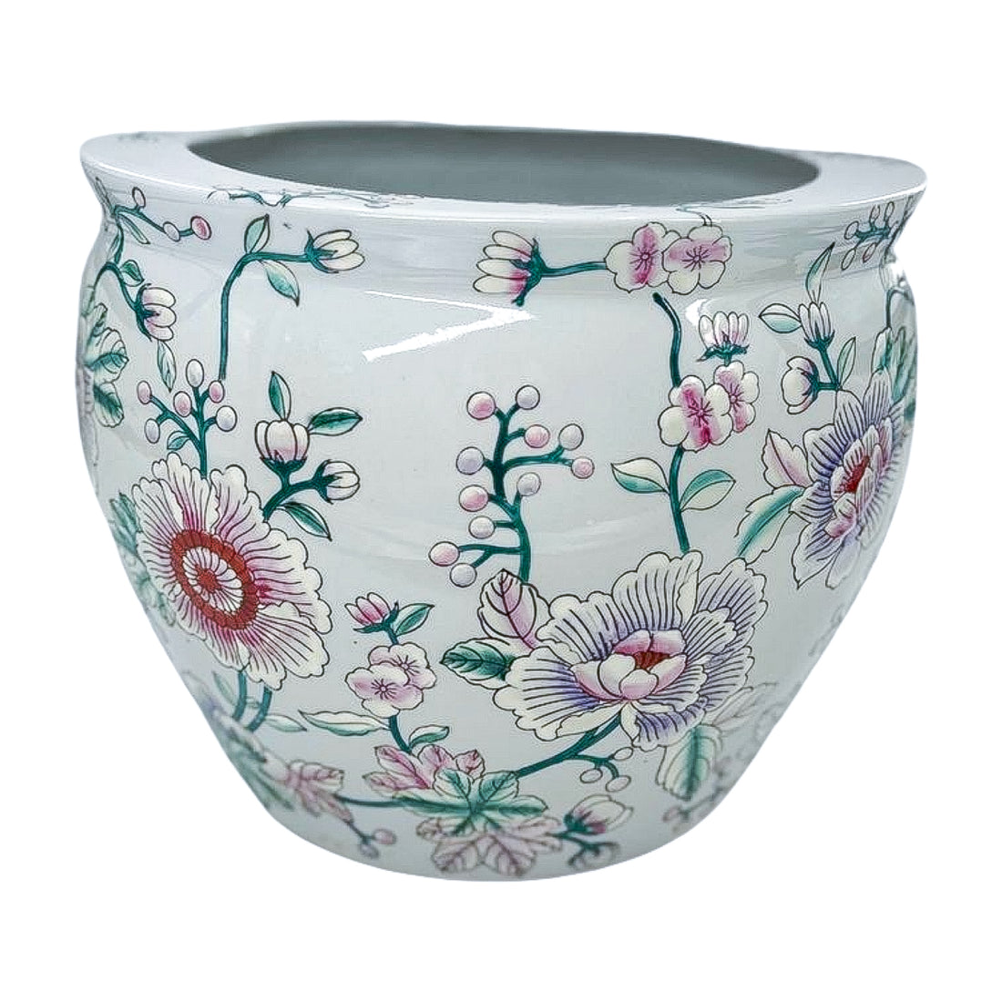 Vintage Hand-Painted Floral Fishbowl