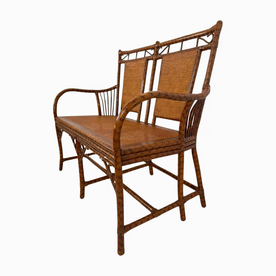 Vintage Bamboo and Rattan Bench