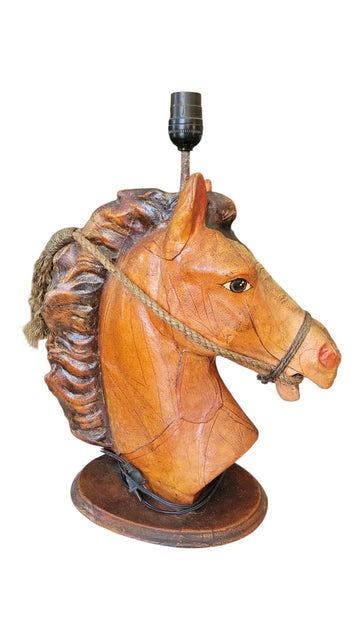 Vintage Leather Horse Lamp