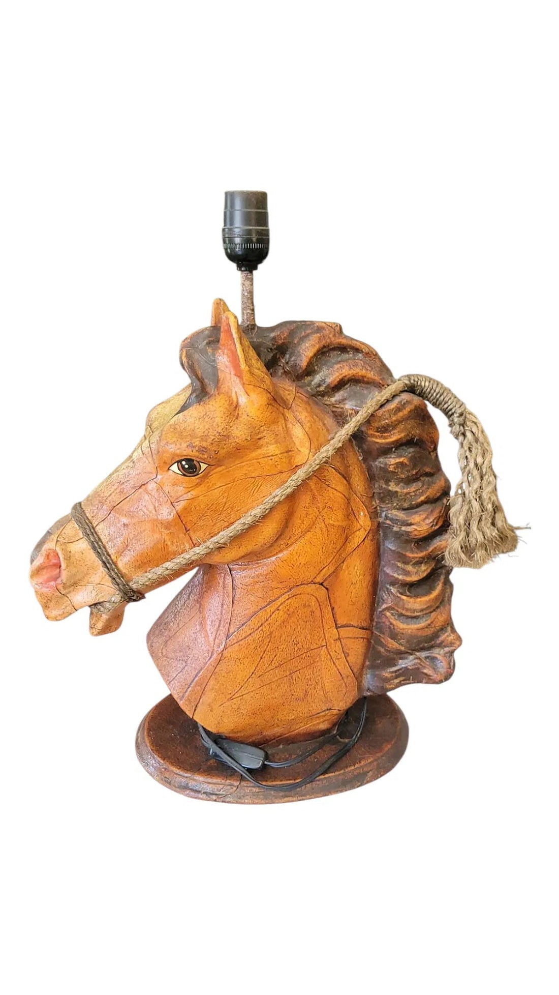 Vintage Leather Horse Lamp