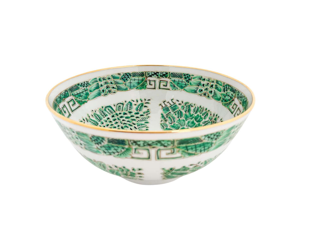 Green and White Japanese Porcelain Bowl