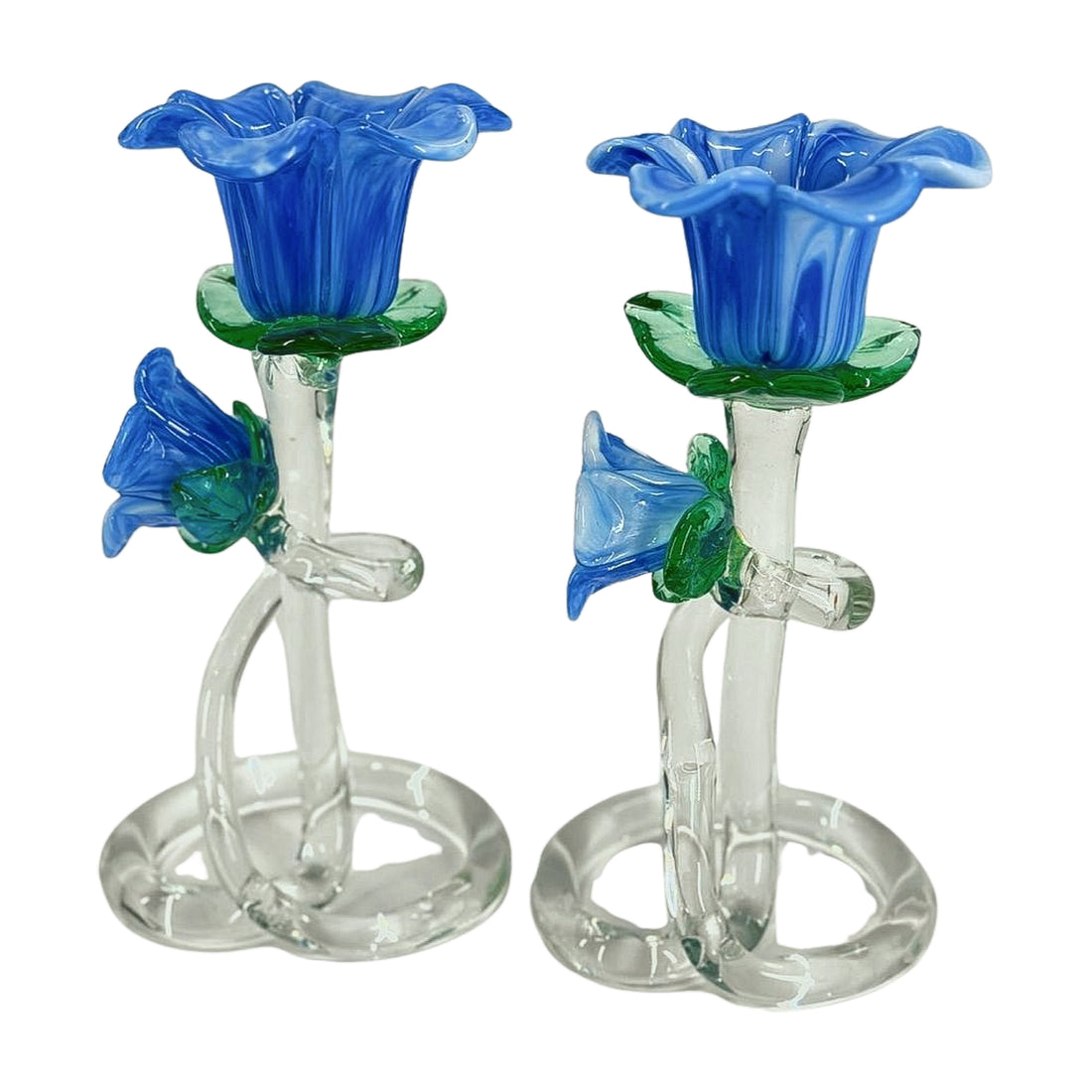 Vintage Floral Glass Candlesticks