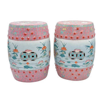 Vintage Famille Rose Garden Stools