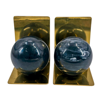 Vintage Brass & Marble Bookends