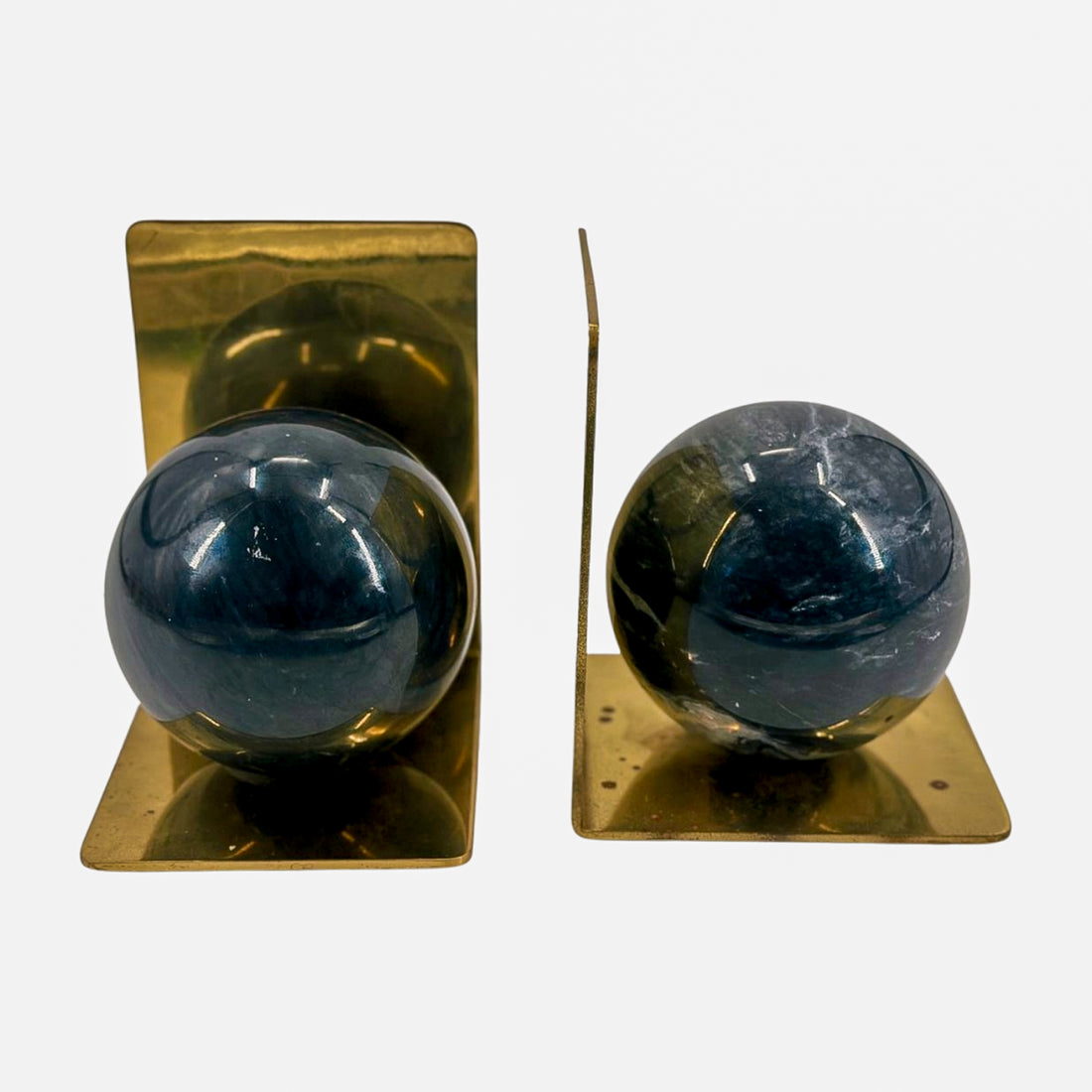 Vintage Brass & Marble Bookends