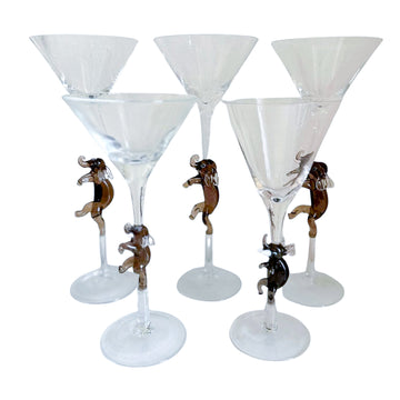 Vintage Elephant Stem Martini Glasses