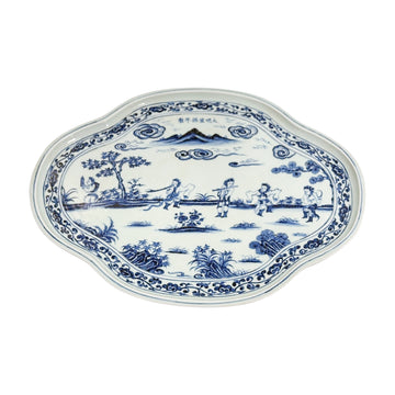 Antique Scalloped Figural Tray