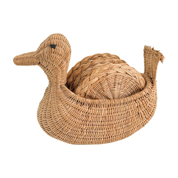 Vintage Wicker Duck Coaster Set