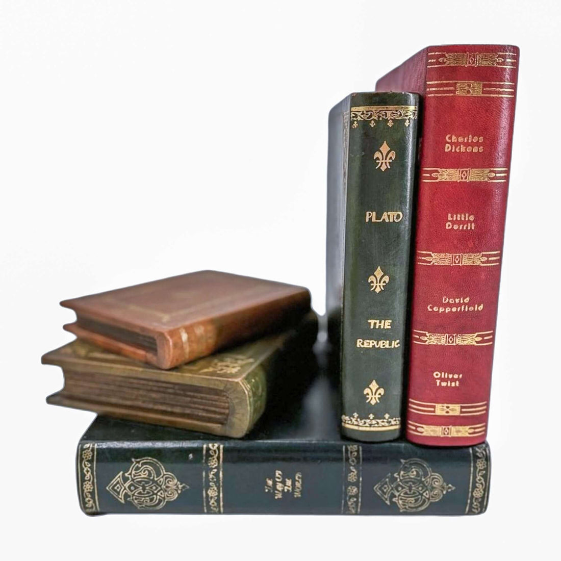 Vintage Leather Book Sculpture