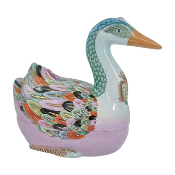 Vintage Famille Rose Goose Tureen