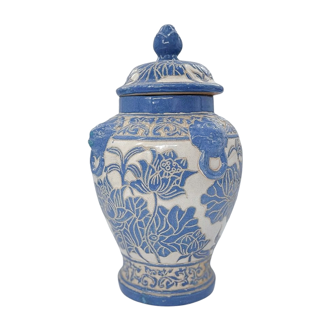 Vintage Blue & White Lidded Jar