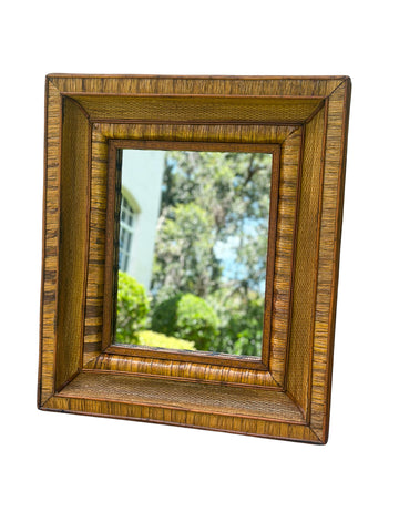 Vintage Burnt Rattan Mirror