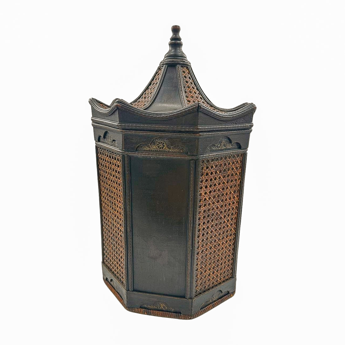 Vintage Cane Pagoda Bin