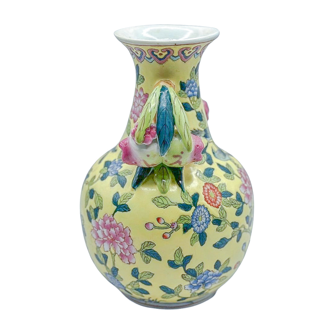 Vintage Bird & Peony Vase