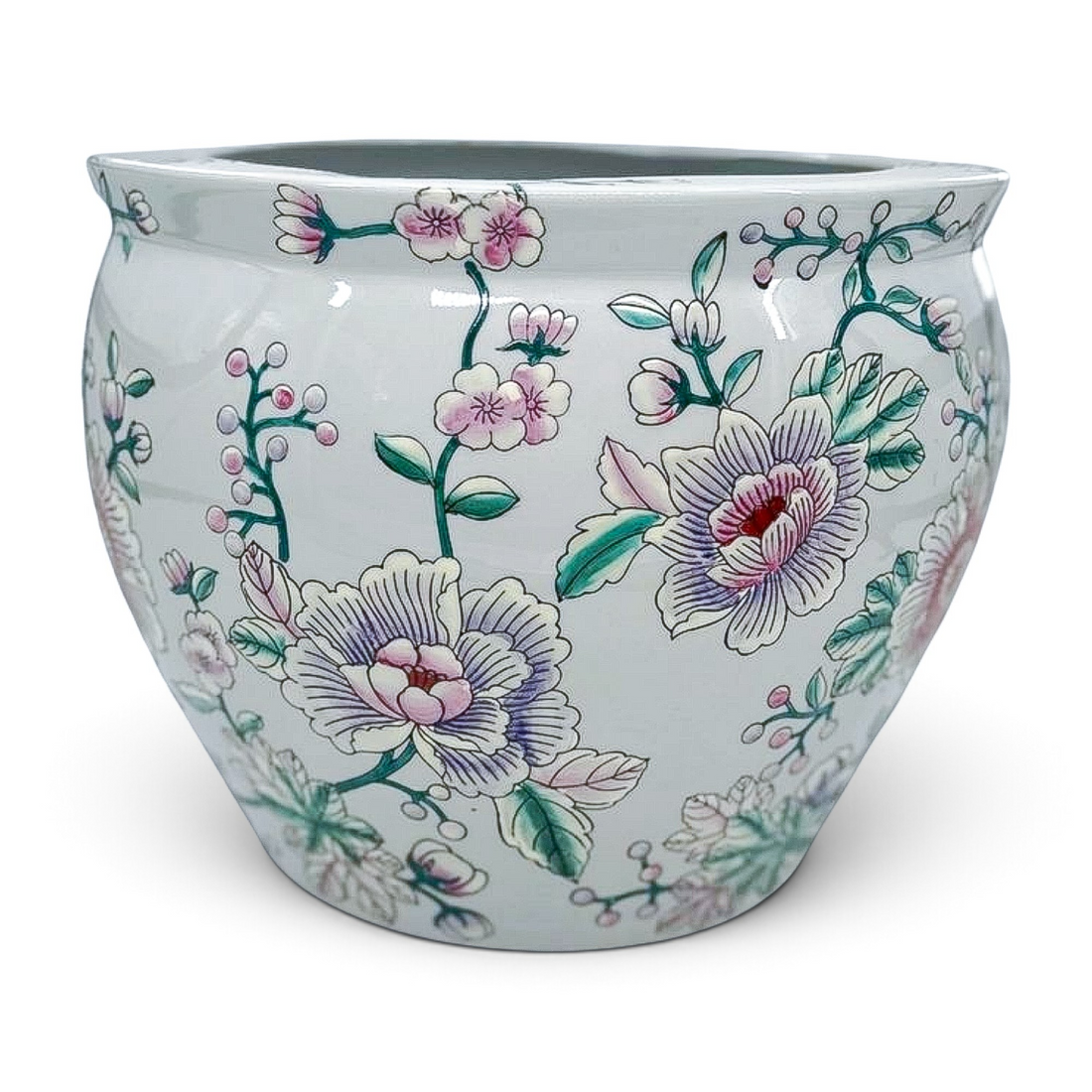 Vintage Hand-Painted Floral Fishbowl