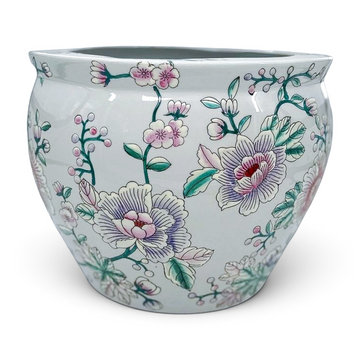Vintage Hand-Painted Floral Fishbowl