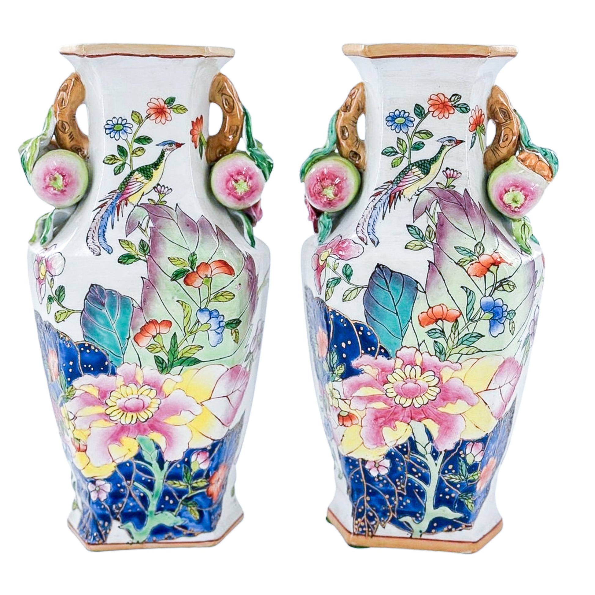 Pair of Vintage Tobacco Leaf Vases
