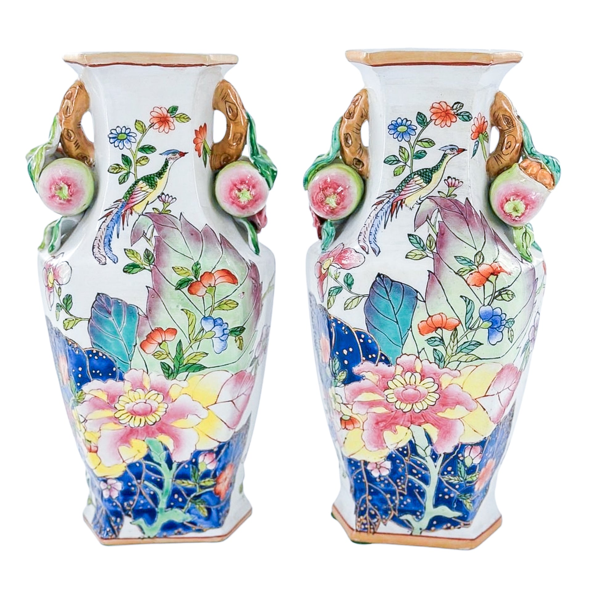 Pair of Vintage Tobacco Leaf Vases
