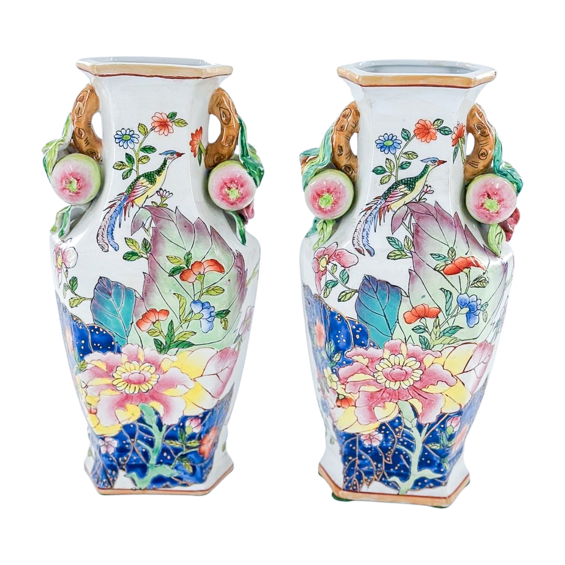 Pair of Vintage Tobacco Leaf Vases