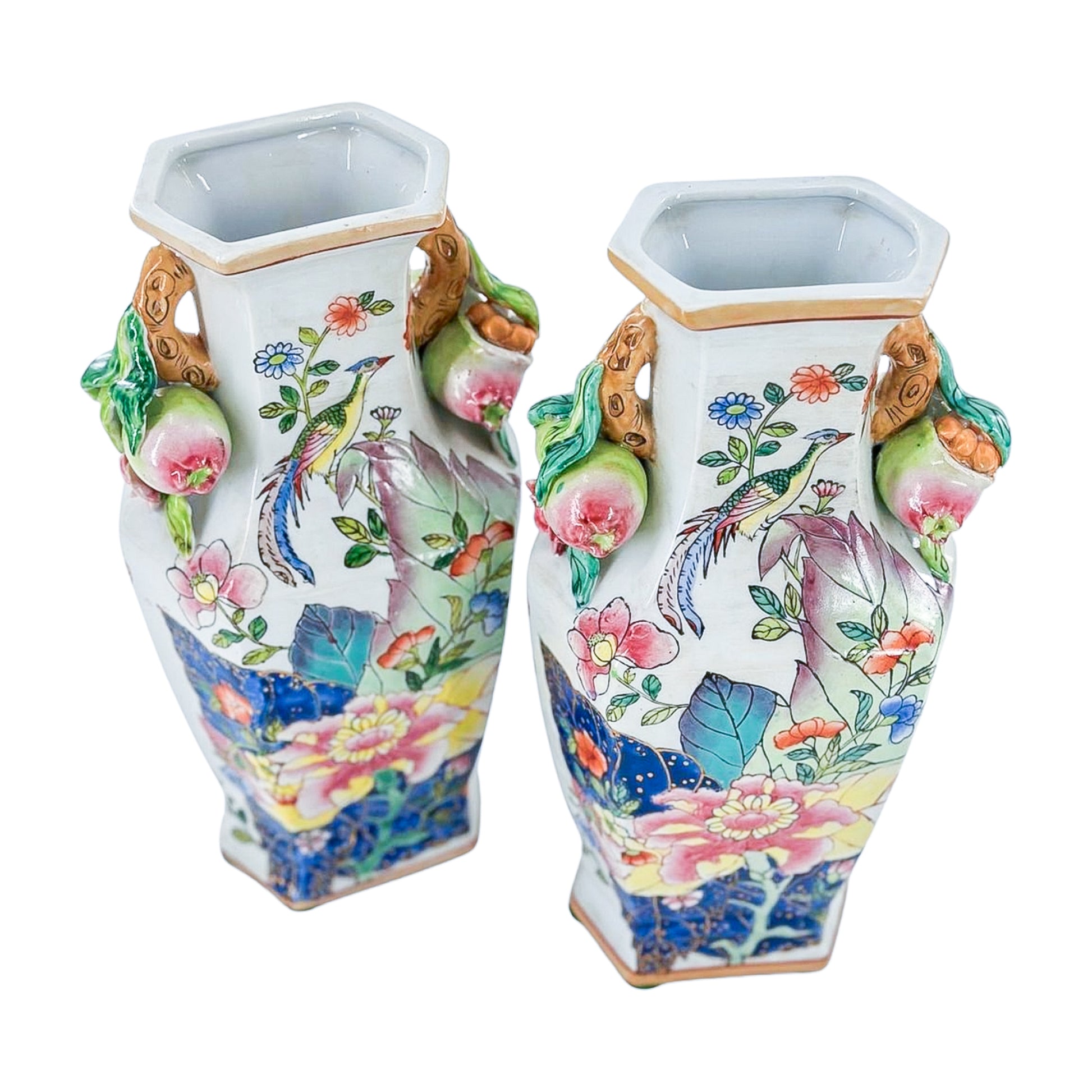 Pair of Vintage Tobacco Leaf Vases