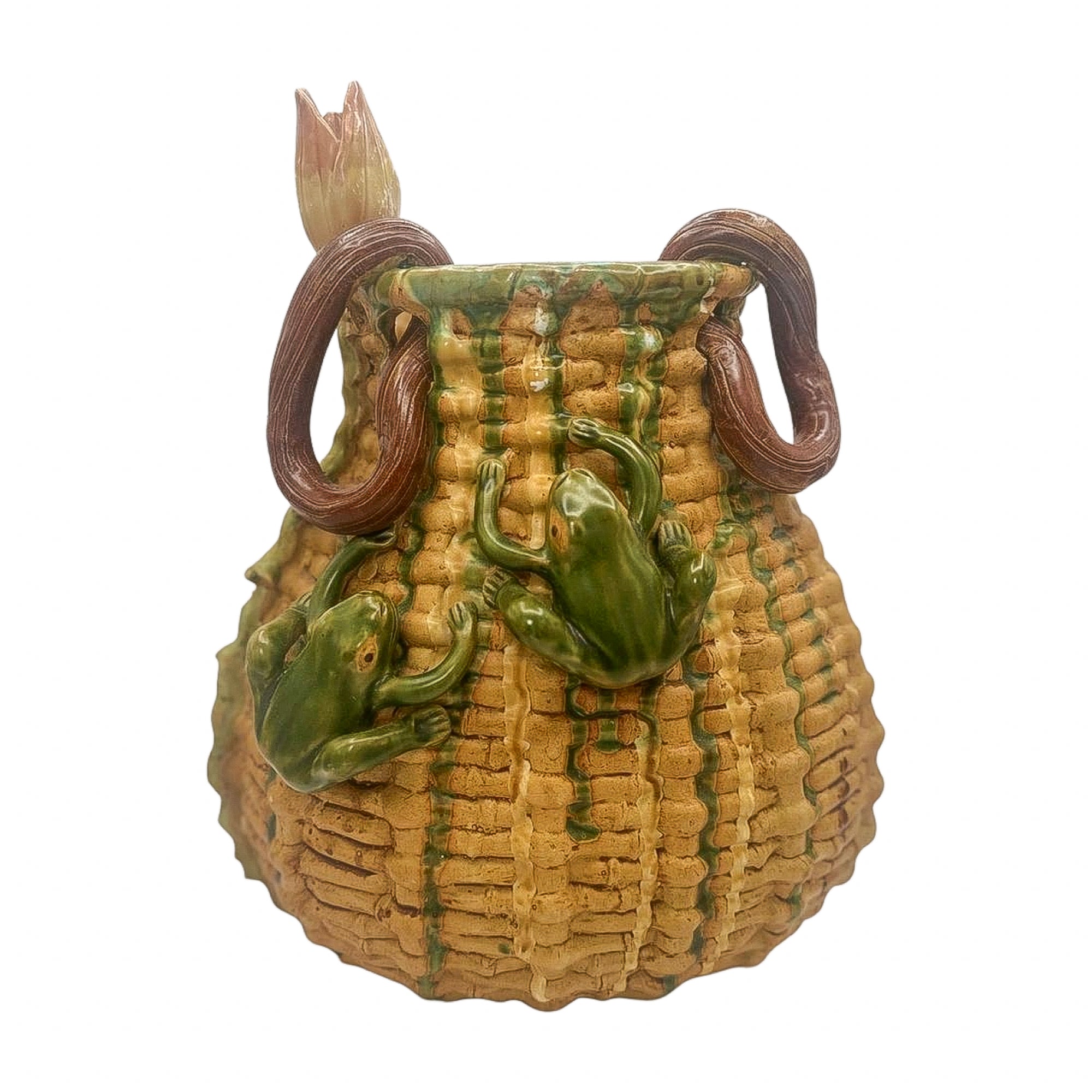 Vintage Majolica Frog Vase