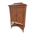 Vintage Pagoda-Top Rattan Cabinet with Diamond-Weave Doors