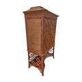 Vintage Pagoda-Top Rattan Cabinet with Diamond-Weave Doors