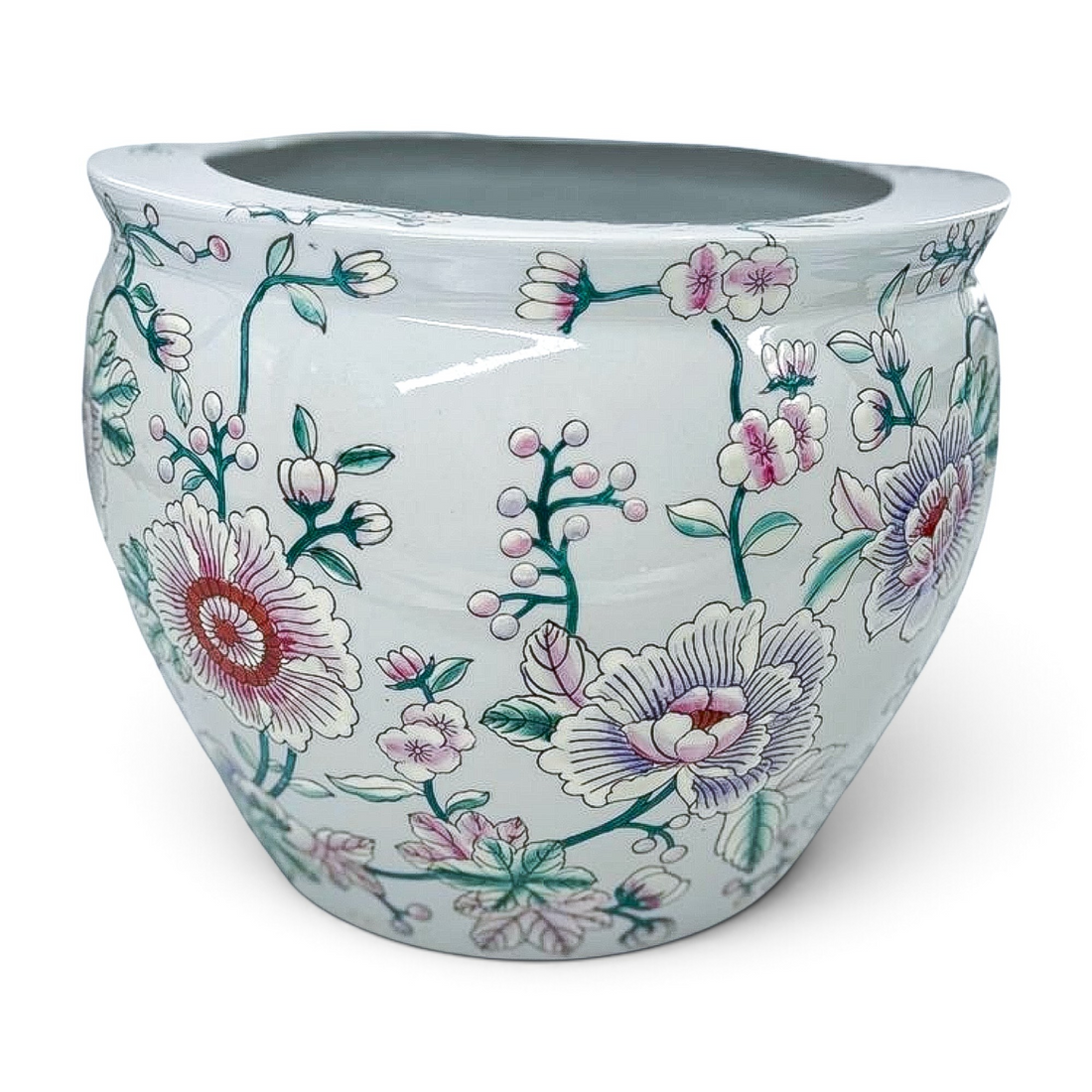 Vintage Hand-Painted Floral Fishbowl
