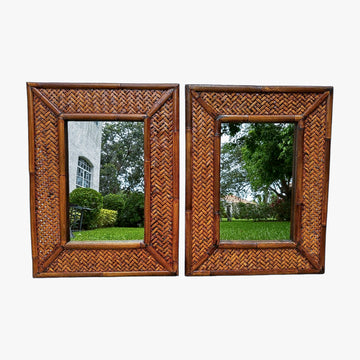 Vintage Pair of Rattan Mirrors