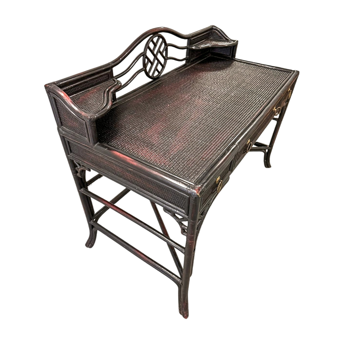 Vintage Heckman Ebonized Chinoiserie Desk