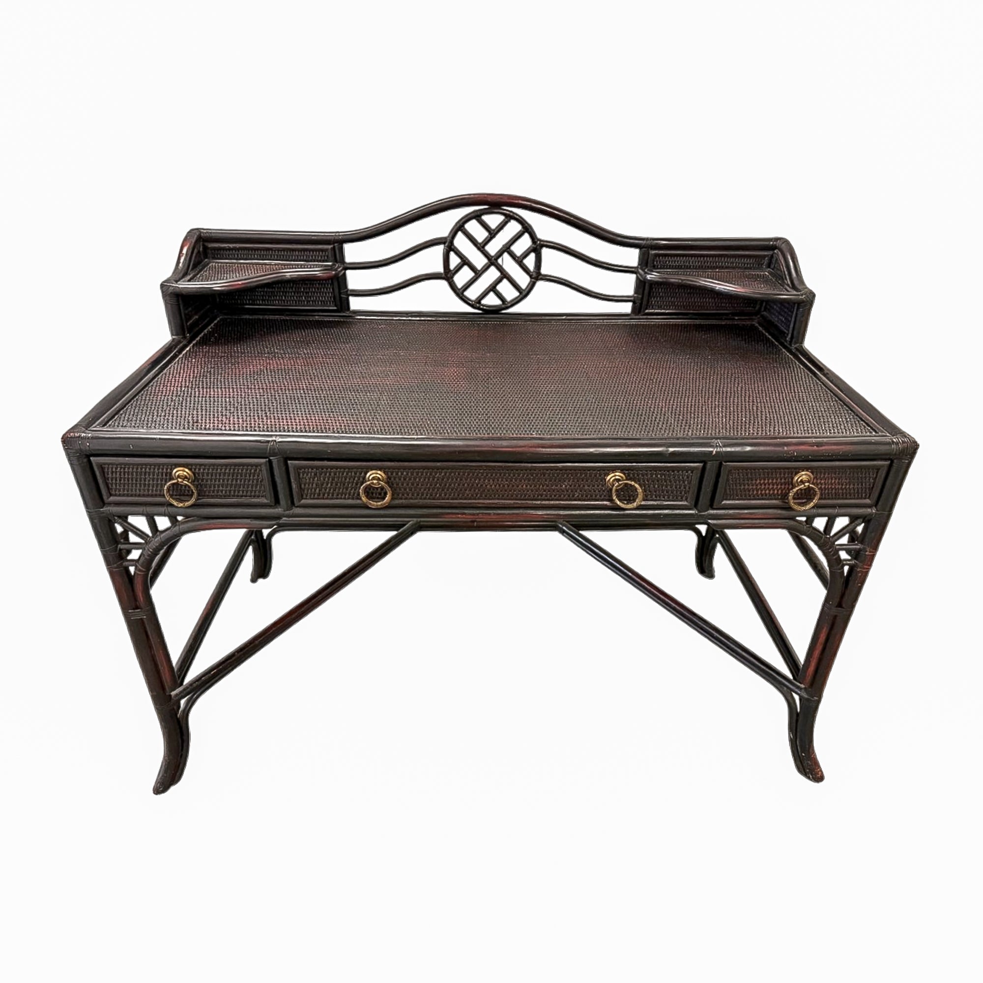 Vintage Heckman Ebonized Chinoiserie Desk