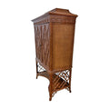 Vintage Pagoda-Top Rattan Cabinet with Diamond-Weave Doors