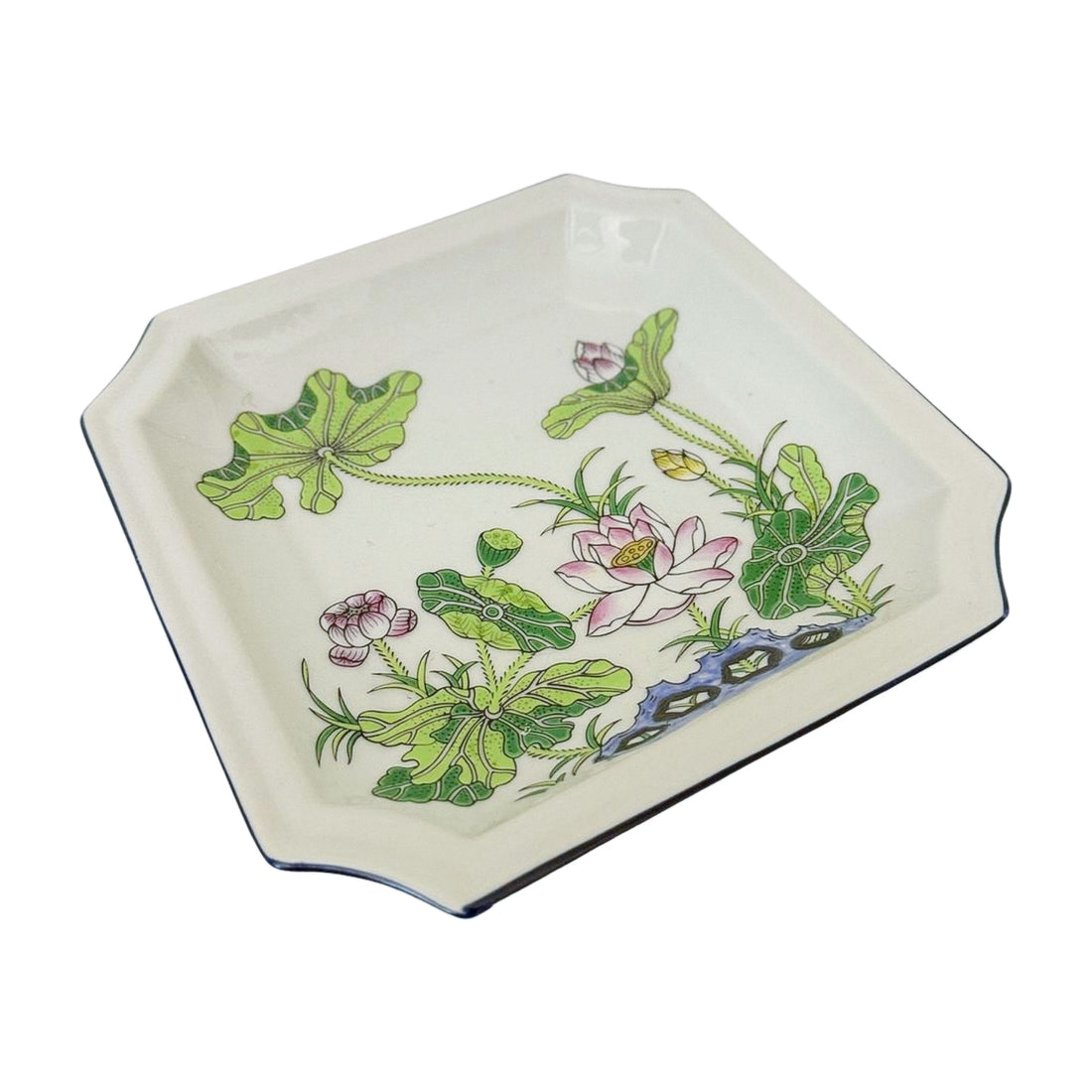 Andrea by Sadek Lotus Square Dish | Hand-Painted Porcelain Catchall