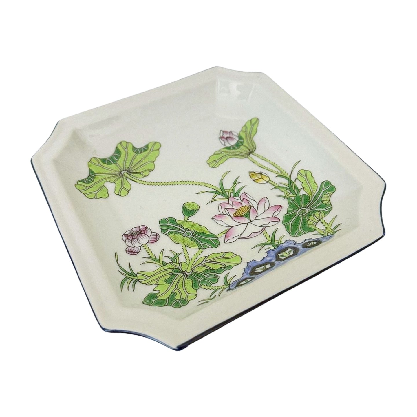 Andrea by Sadek Lotus Square Dish | Hand-Painted Porcelain Catchall