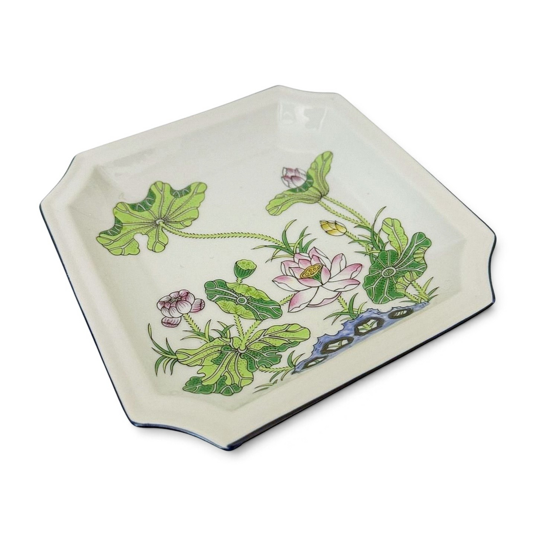Andrea by Sadek Lotus Square Dish | Hand-Painted Porcelain Catchall