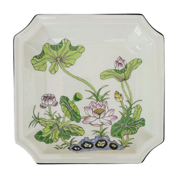 Andrea by Sadek Lotus Square Dish | Hand-Painted Porcelain Catchall