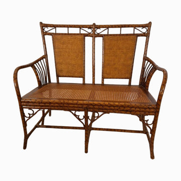 Vintage Bamboo and Rattan Bench