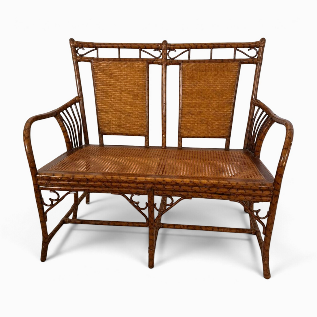 Vintage Bamboo and Rattan Bench