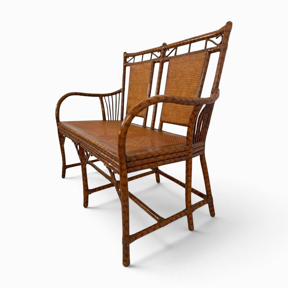 Vintage Bamboo and Rattan Bench