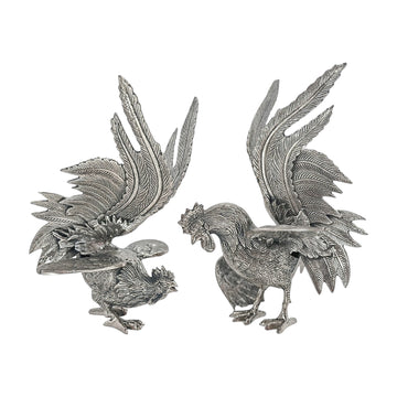 Vintage Pair of Fighting Roosters