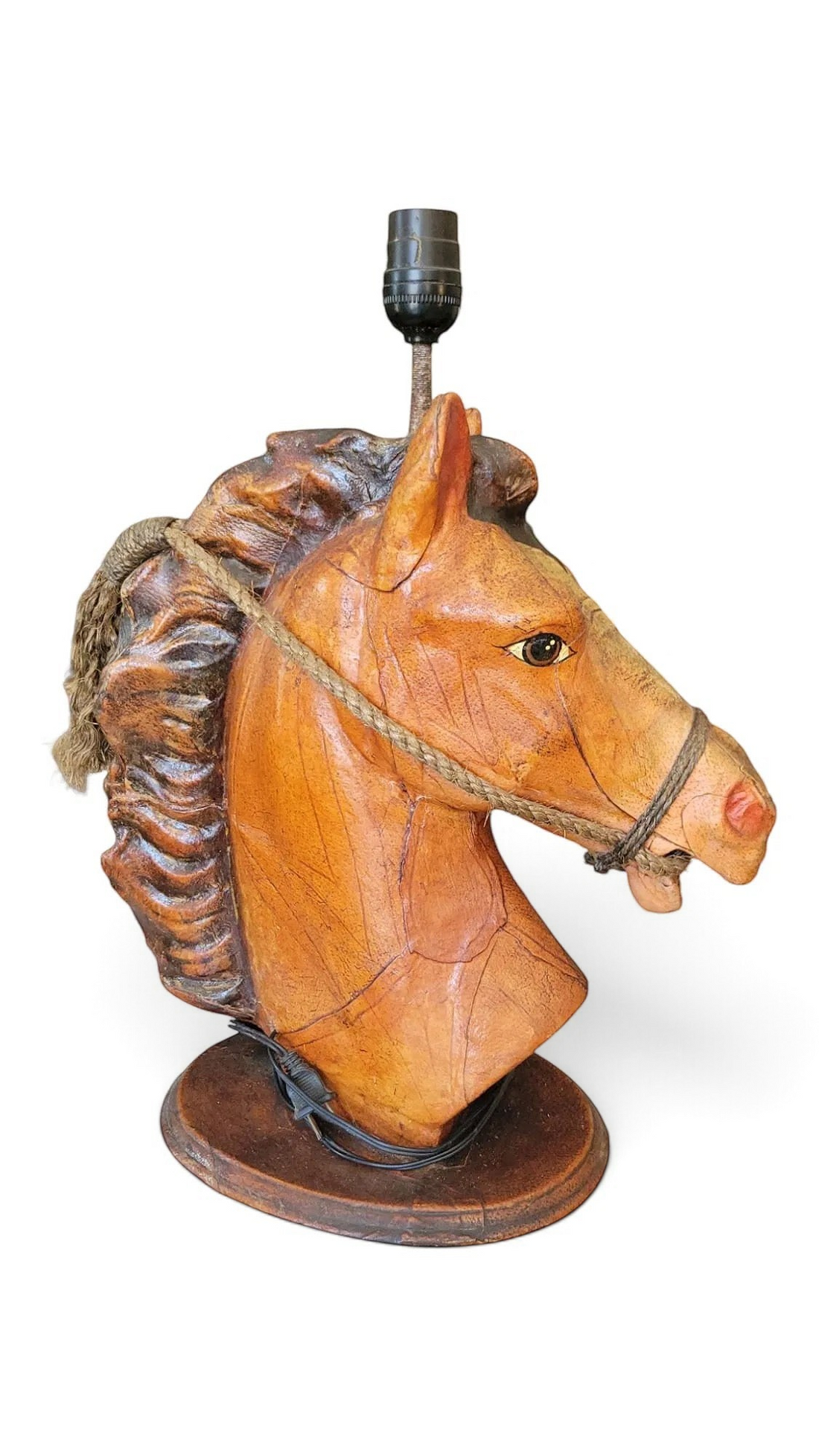Vintage Leather Horse Lamp