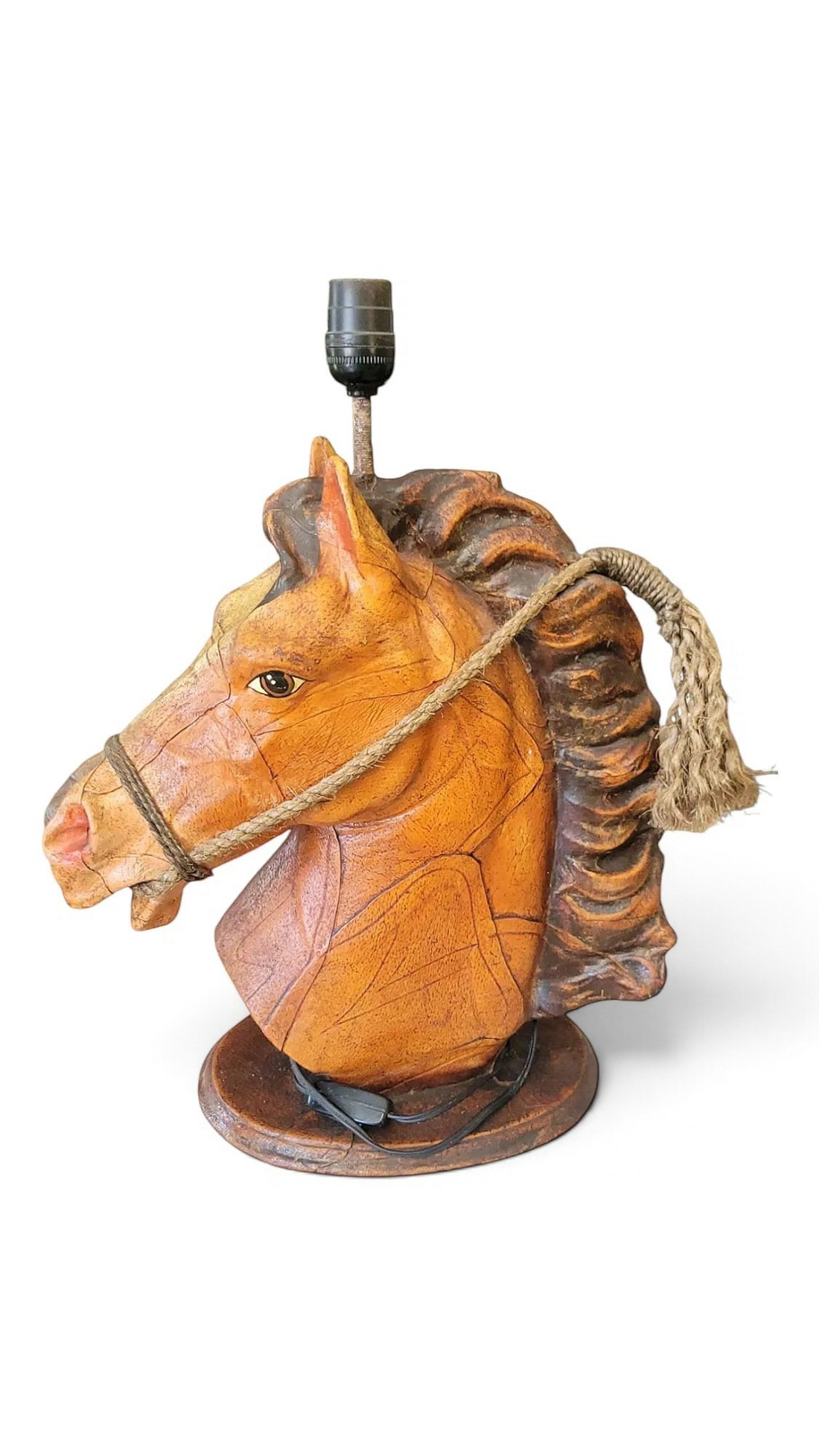 Vintage Leather Horse Lamp