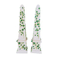 Large Ceramic Obelisks with Vine Relief (Pair)