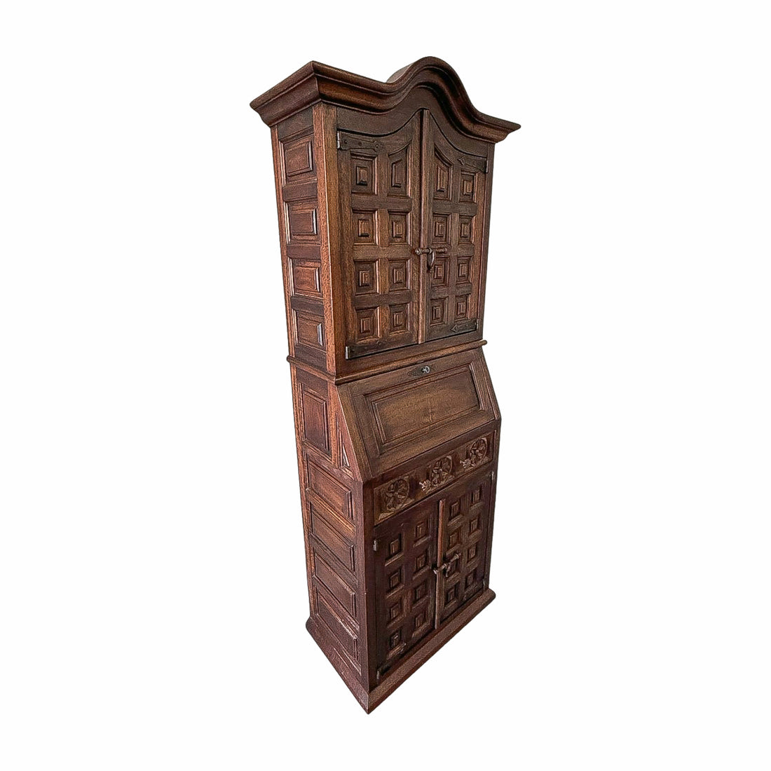 Renaissance Revival Walnut Secretary Cabinet with Arched Doors, 19th Century