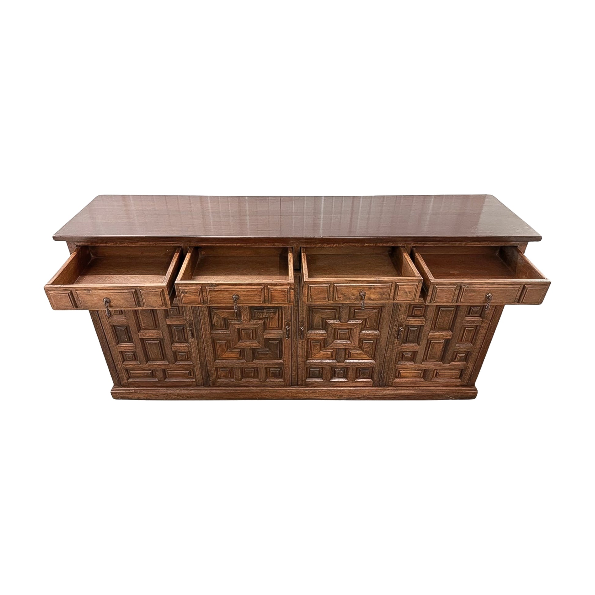 Renaissance Revival Walnut Sideboard with Geometric Panels, 19th Century