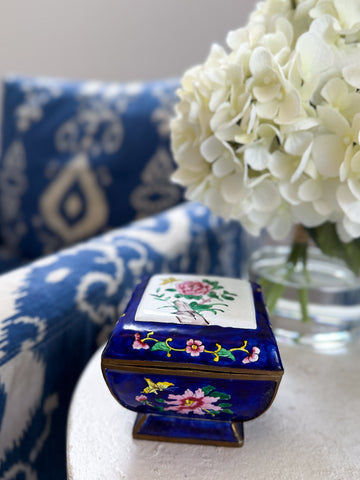 Blue Cloisonné Pedestal Box