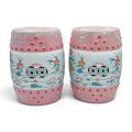 Vintage Famille Rose Garden Stools