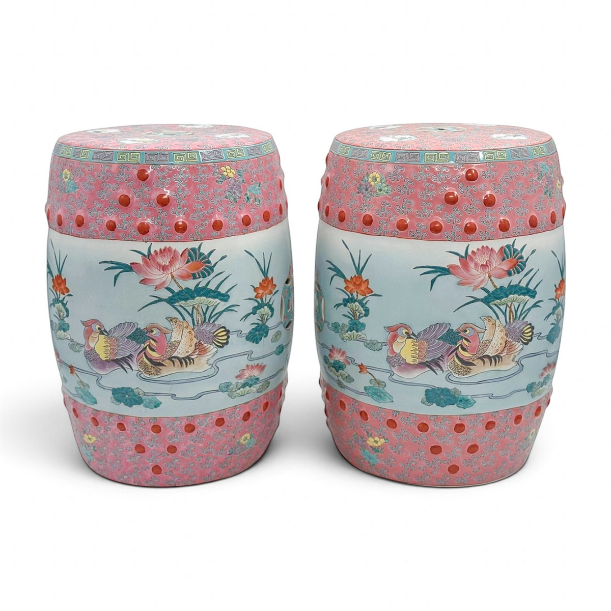 Vintage Famille Rose Garden Stools