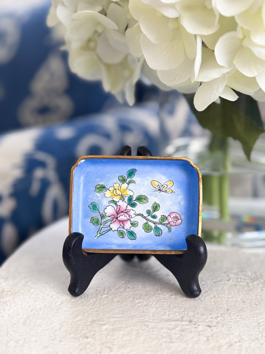 Small Cloisonné Floral Dish with Butterfly